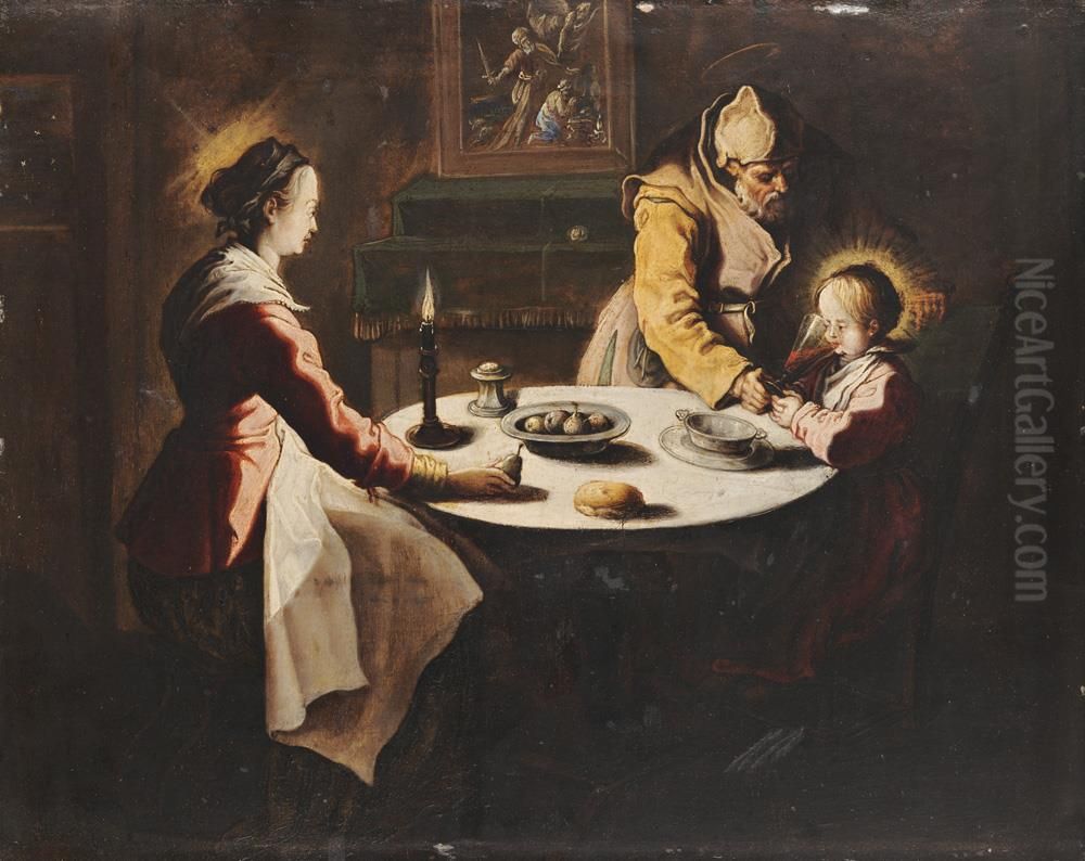 Saying Grace Oil Painting by Jean Leclerc