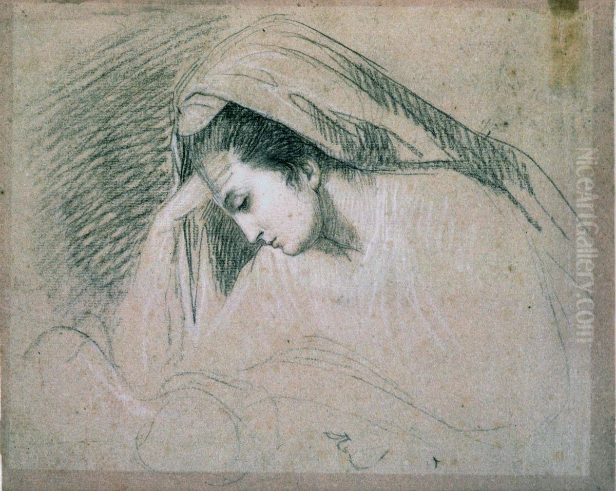 Study for the Head of the Virgin (in the Nativity) Oil Painting by John Singleton Copley