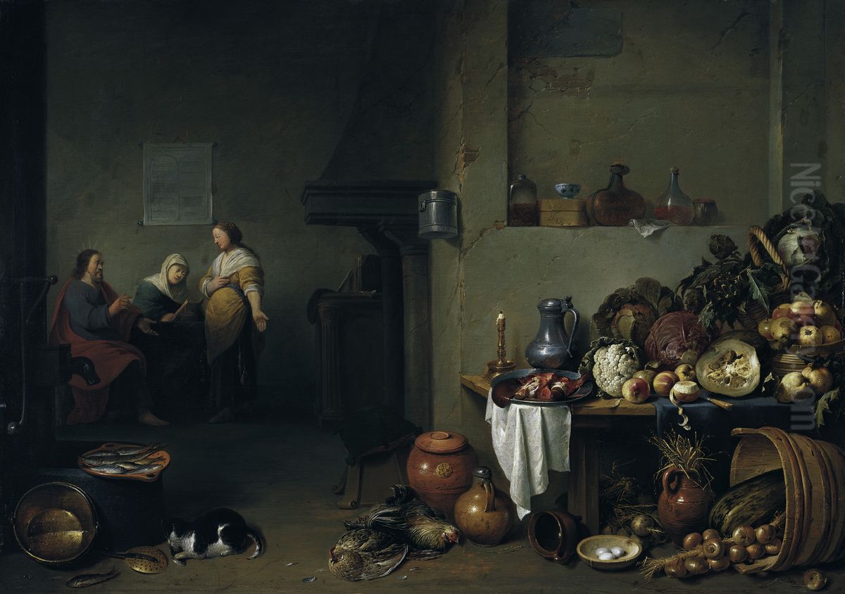 Christus bei Maria und Martha Oil Painting by Pieter de Bloot