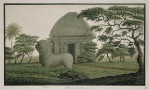 Det gamle stenmonumentet ved Mahabalipuram naer Madras