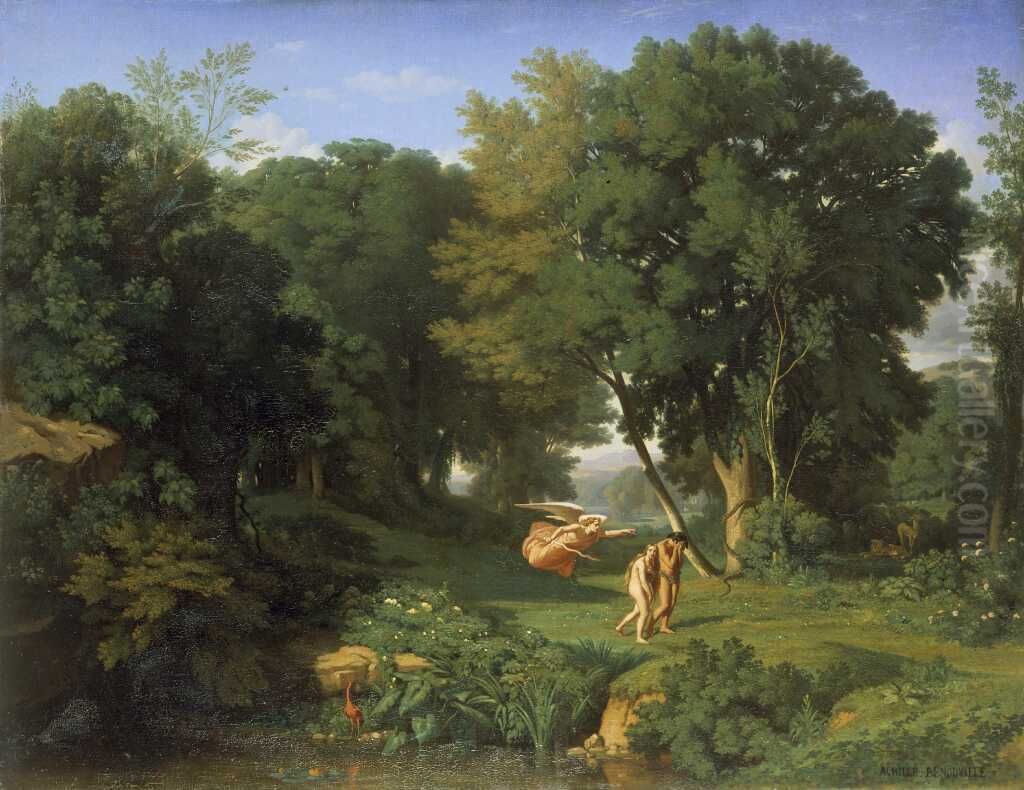 Adam and Eve Chased from the Terrestrial Paradise Oil Painting by Jean-Achille Benouville