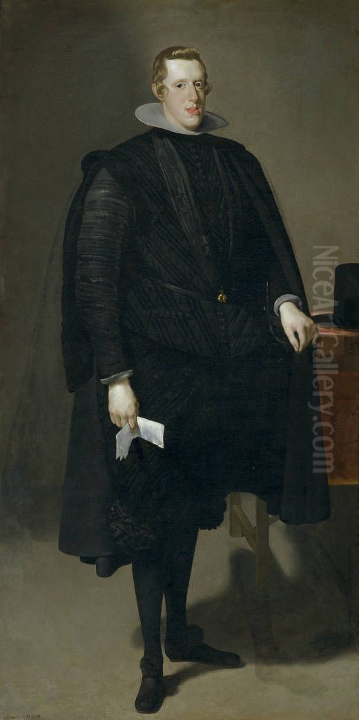 Philip IV in black suit Oil Painting by Diego Rodriguez de Silva y Velazquez
