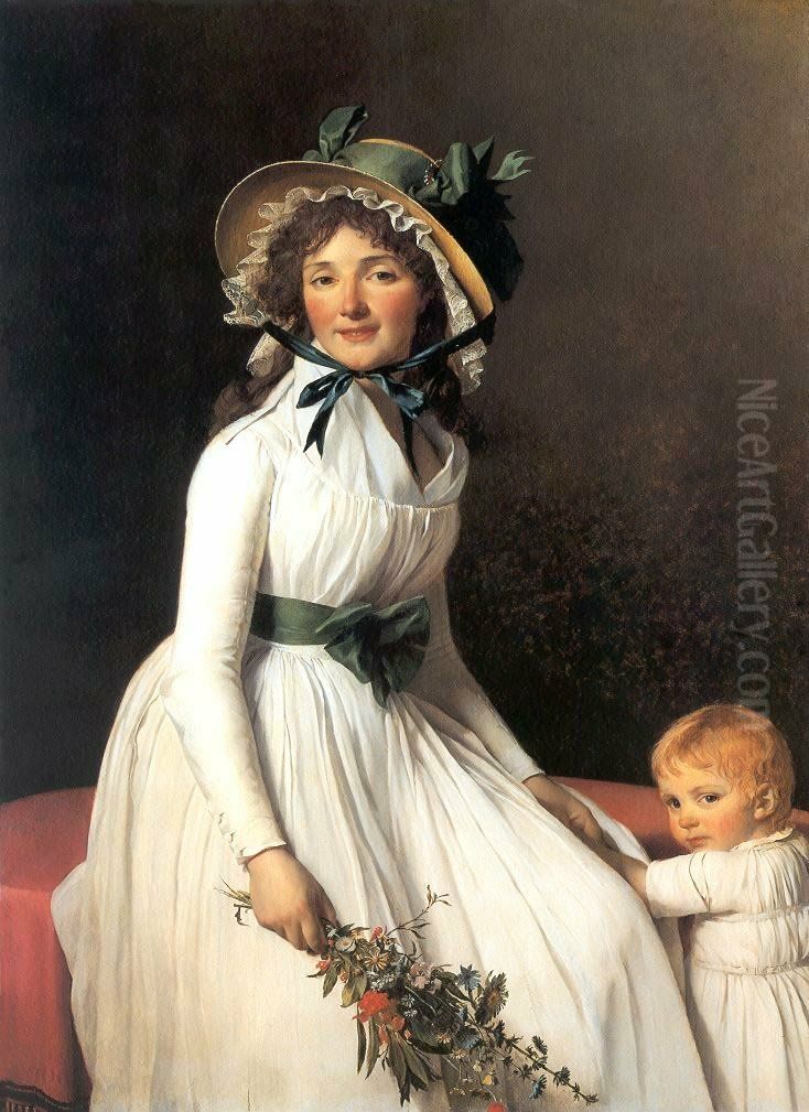Portrait de Madame Emilie Seriziat et son Fils Oil Painting by Jacques-Louis David