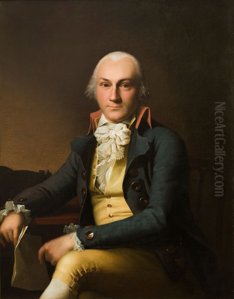 Portrait of Adam Levin Sobotker Oil Painting by Jens Juel