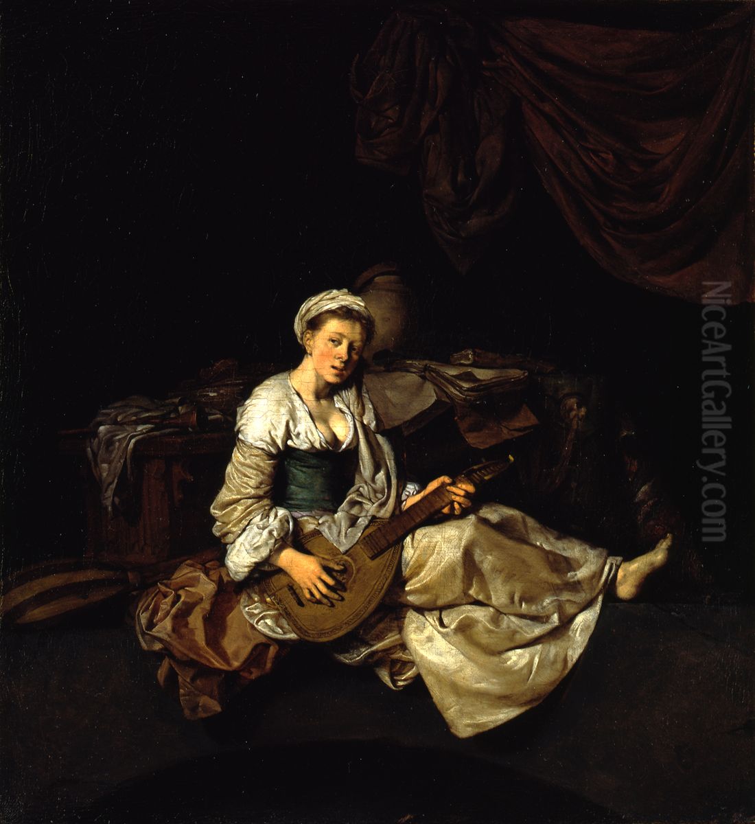 Cistern Player Oil Painting by Cornelis Pietersz Bega