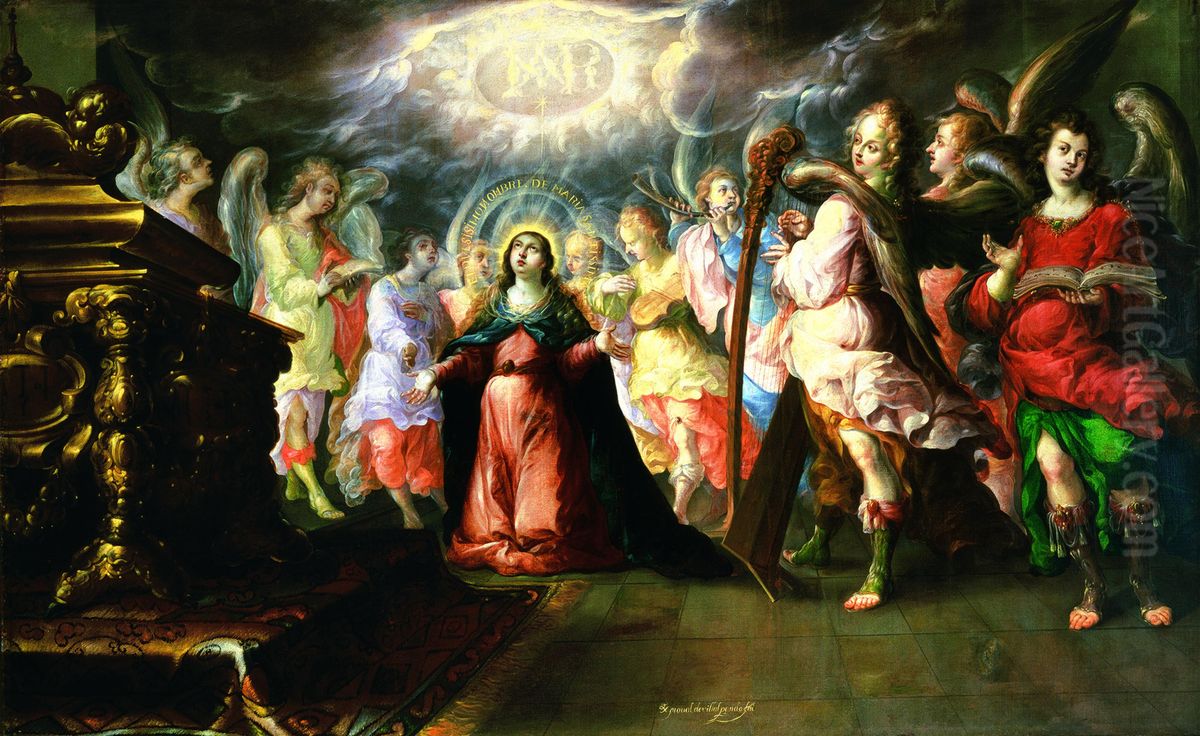 The Holy Name of Mary Oil Painting by Cristobal de Villalpando