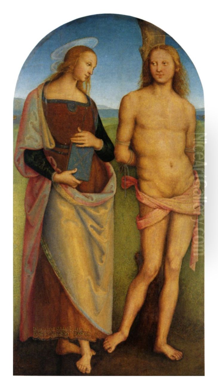 Saint Sebastian and Saint Apollonia Oil Painting by Pietro Vannucci Perugino