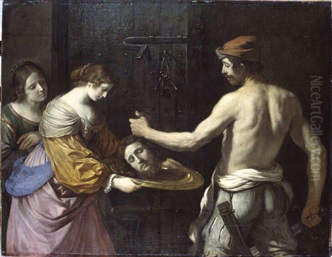 Salome receives the head of John the Baptist Oil Painting by Giovanni Francesco Barbieri