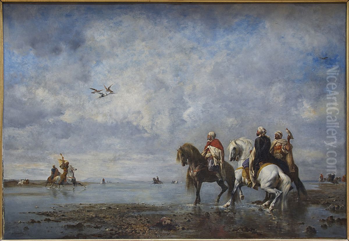Hunting heron, Algeria Oil Painting by Eugene Fromentin