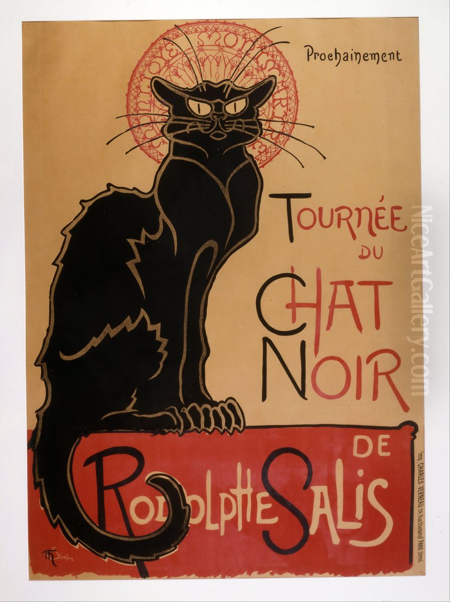 Tournee du Chat Noir de Rodolphe Salis (Tour of Rodolphe Salis' Chat Noir) Oil Painting by Theophile Steinlen