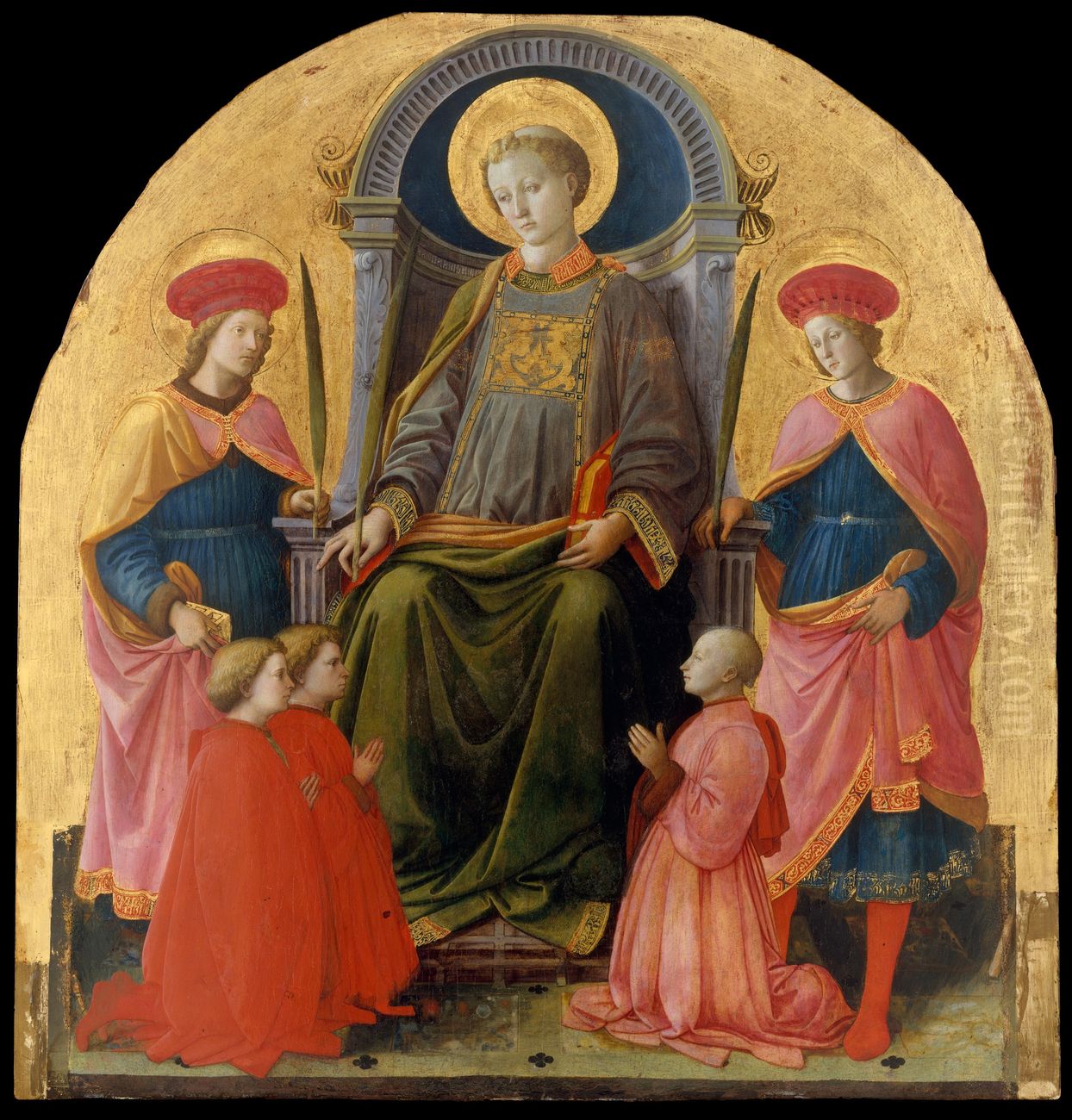 Saint Lawrence Enthroned with Saints and Donors Oil Painting by Filippo Lippi