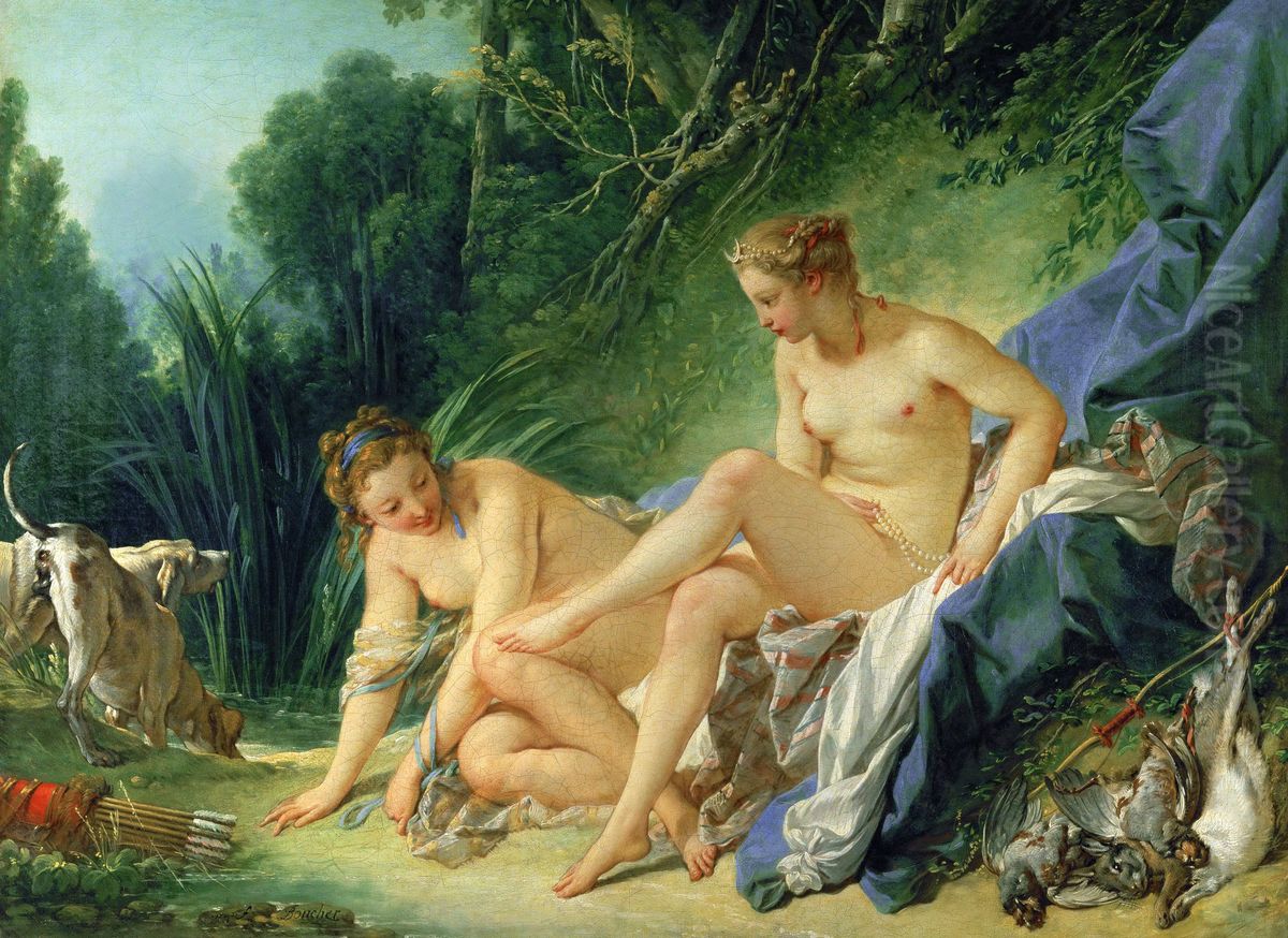 Diane sortant du bain Oil Painting by Francois Boucher