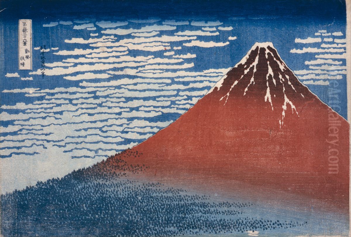 Fine Wind, Clear Morning (Gaifu kaisei) Oil Painting by Katsushika Hokusai