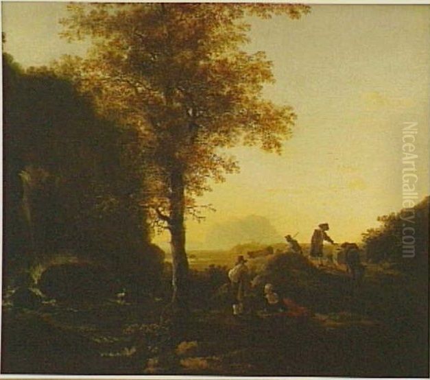 Mountain landscape with travellers Oil Painting by Adam Pynacker