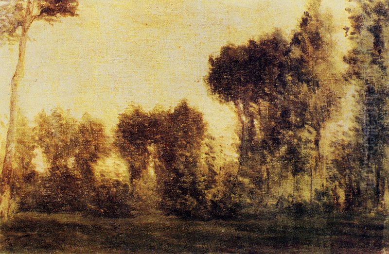 Paysage avec rideau d'arbres Oil Painting by Paul Gauguin