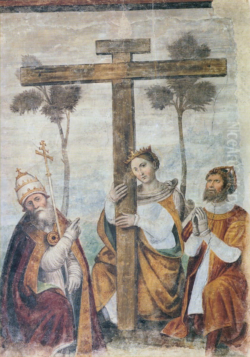 Adorazione della Croce con i santi Costantino, Elena e Silvestro Oil Painting by Paolo da Caylina il Giovane