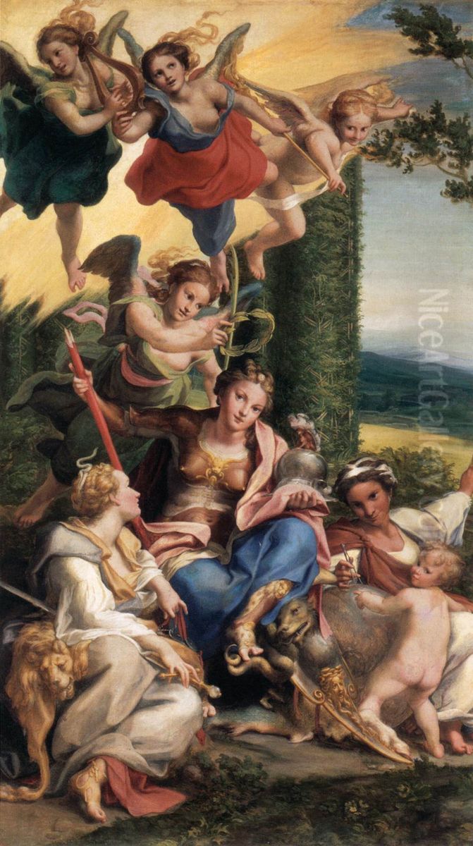 Allegory of Virtues Oil Painting by Antonio da Correggio