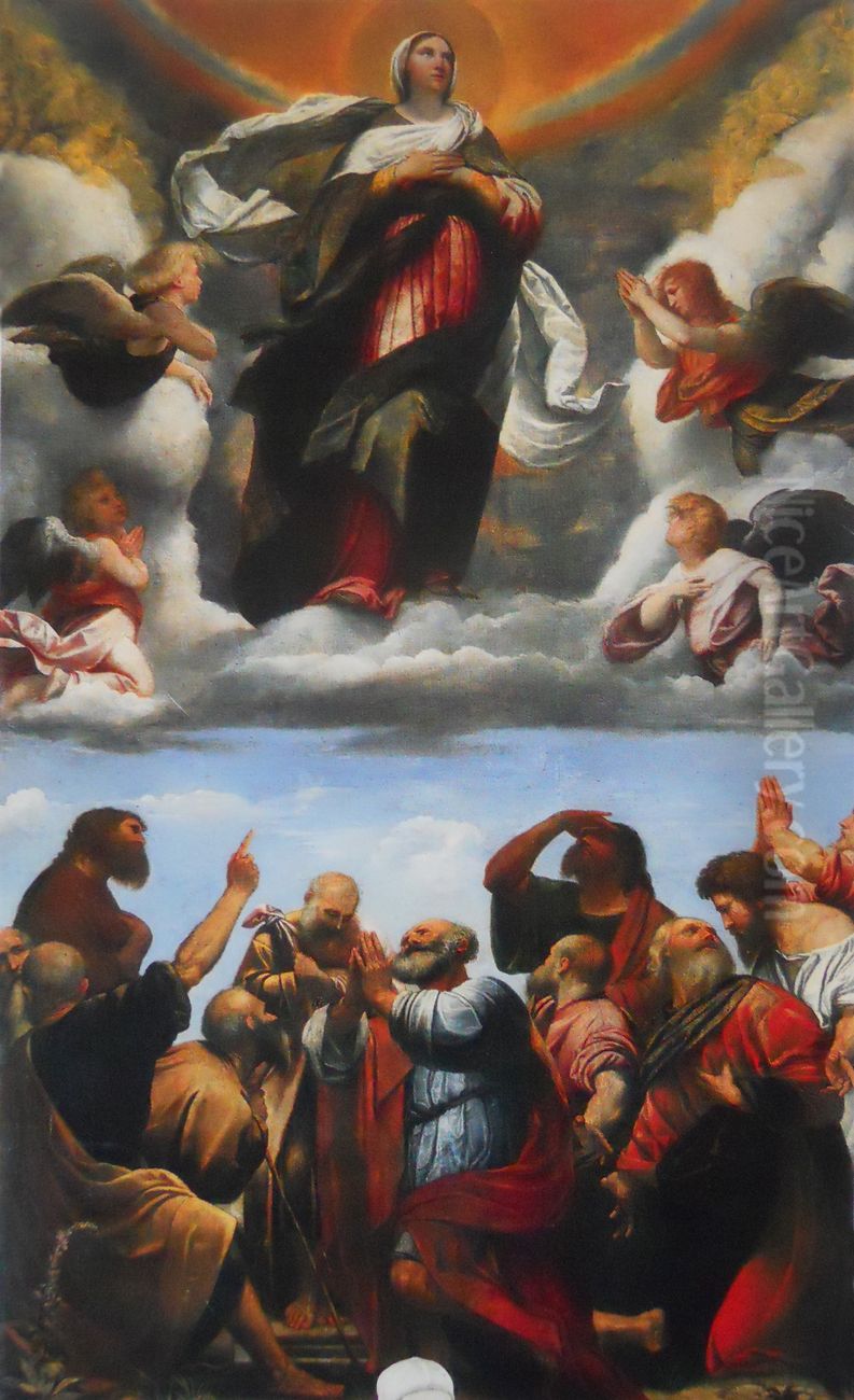 Assumption of the Virgin Oil Painting by Alessandro Bonvicino (Moretto da Brescia)