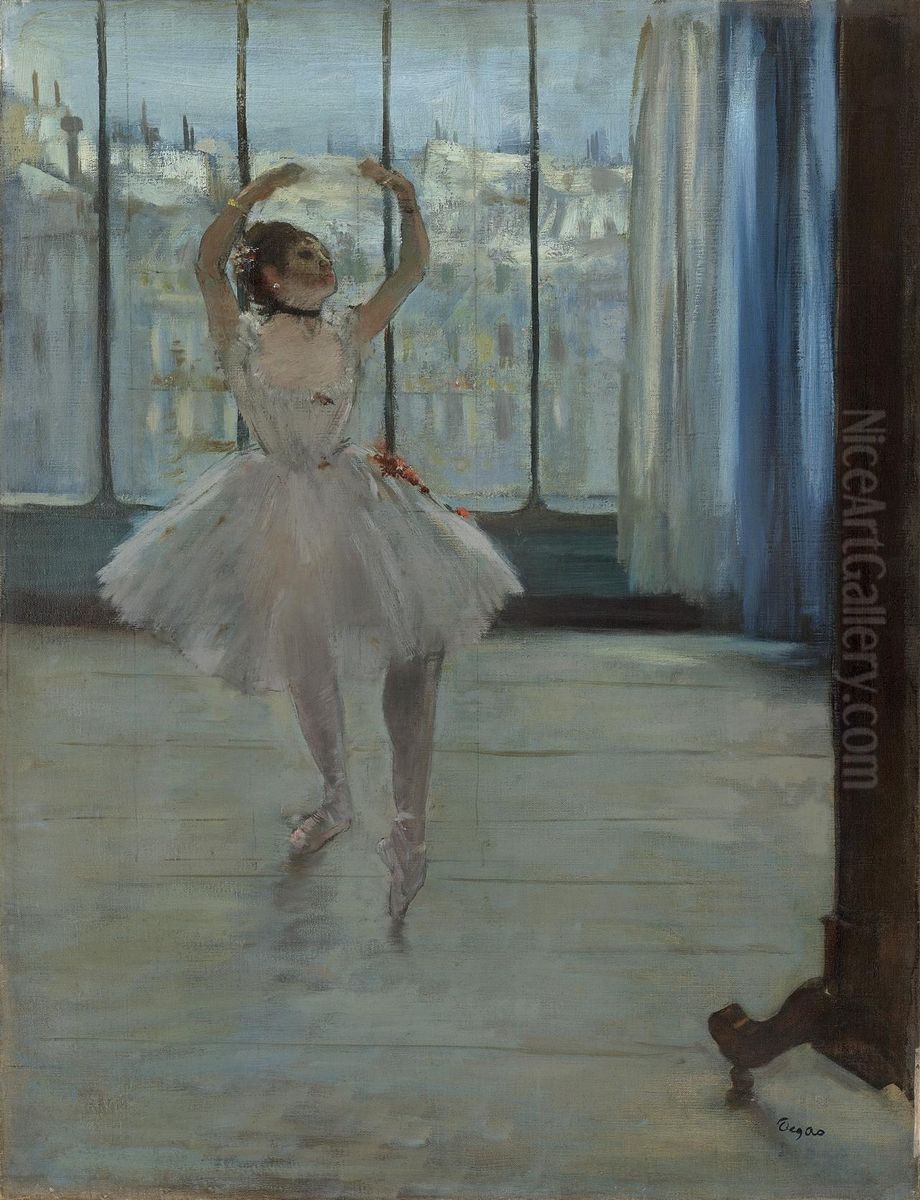 Dancer Posing for a Photographer(Dancer in Front of the Window) Oil Painting by Edgar Degas