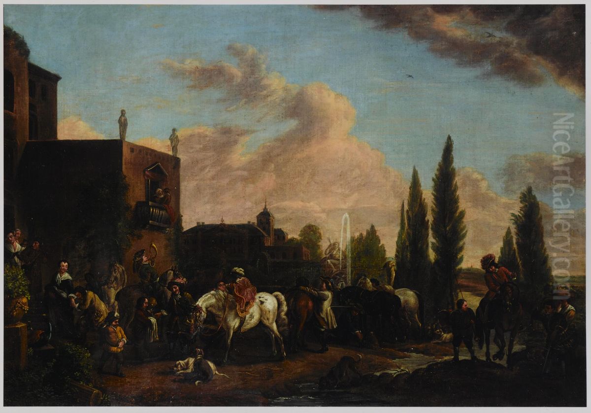Departing for the Hunt Oil Painting by Philips Wouwerman