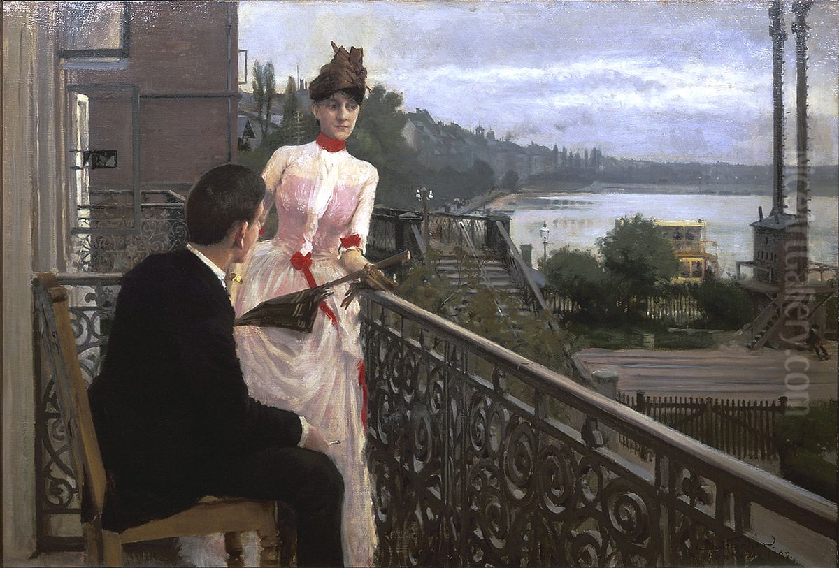 Udsigt fra kunstnerens altan, Sortedams Dosseringen Oil Painting by Paul Gustav Fischer