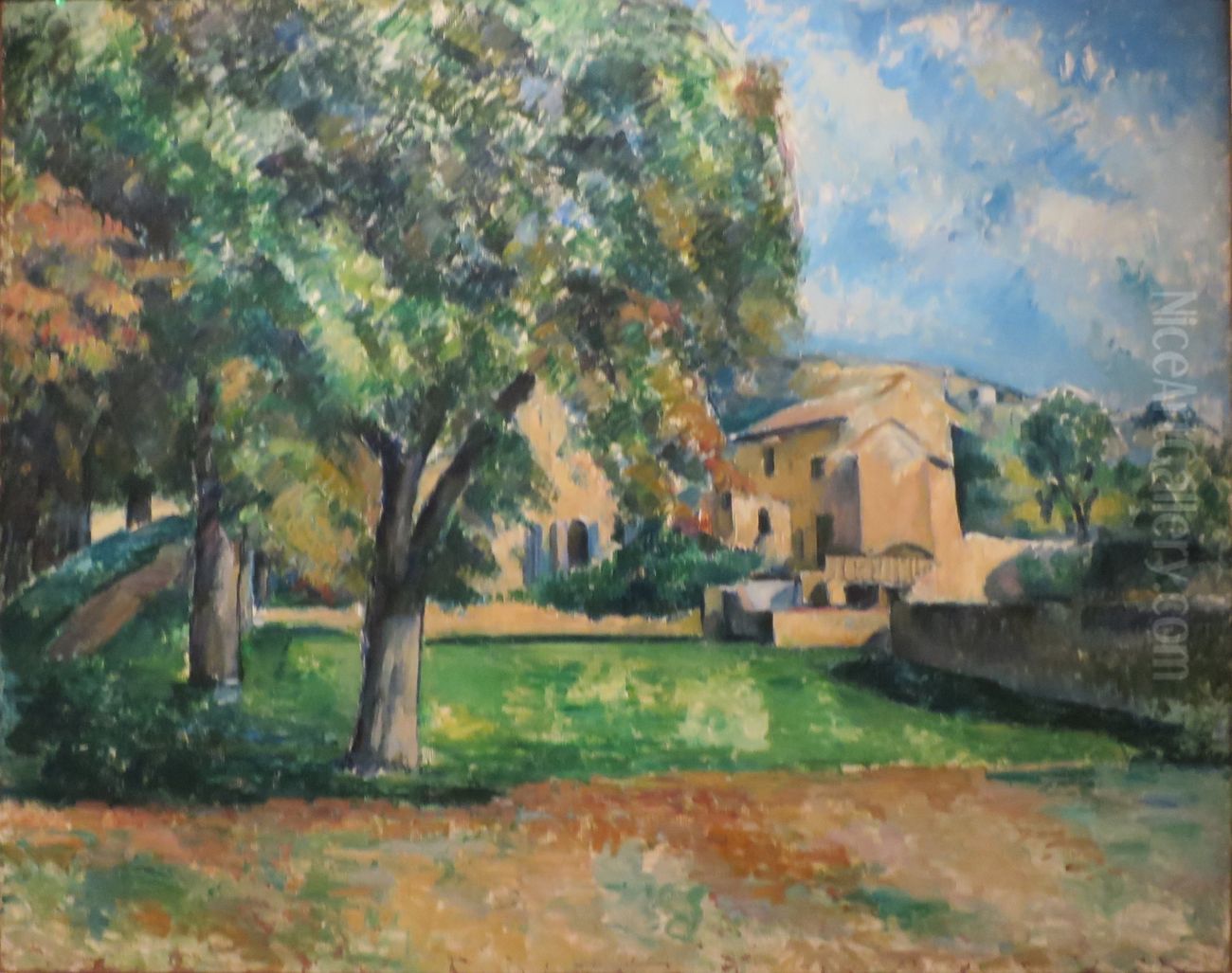 Chestnut and Jas de Bouffan farm Oil Painting by Paul Cezanne