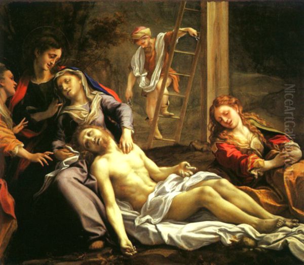 Compianto sul Cristo morto Oil Painting by Antonio da Correggio