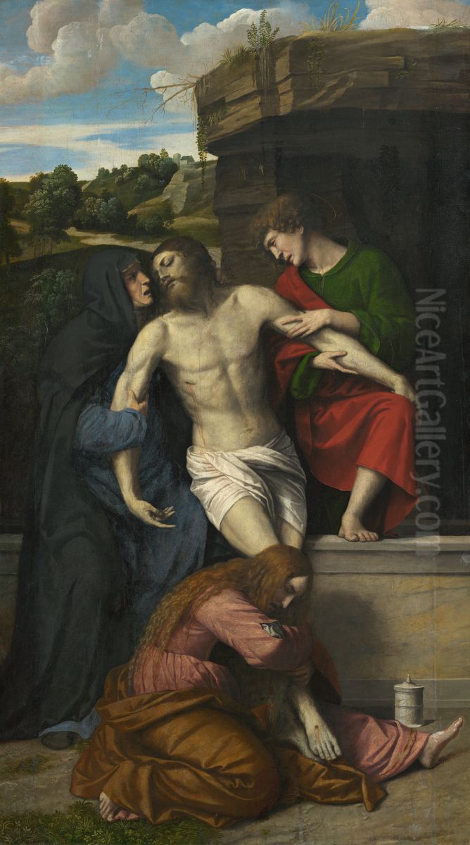 Pieta Oil Painting by Alessandro Bonvicino (Moretto da Brescia)