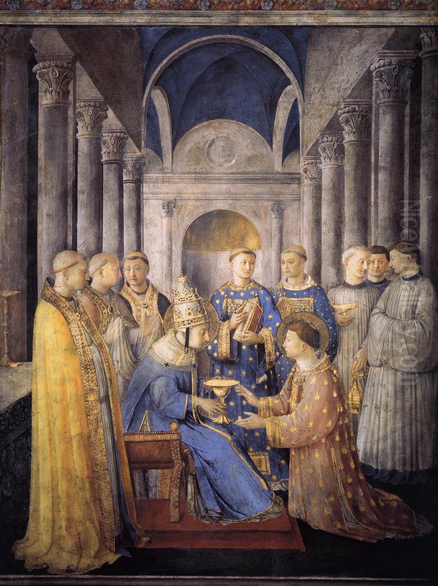 St Peter Consacrates St Lawrence as Deacon Oil Painting by Fra Angelico