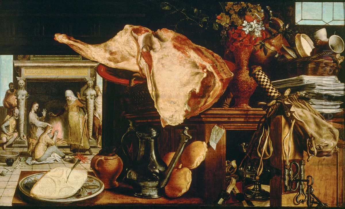 Christ with Mary and Martha Oil Painting by Pieter Aertsen