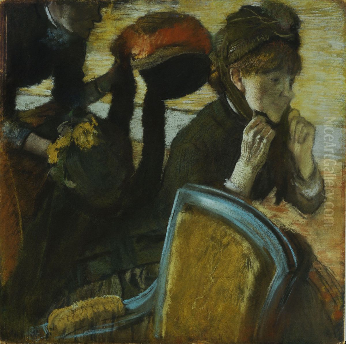At the Milliner's Oil Painting by Edgar Degas