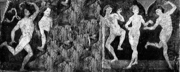 Naked dancers Oil Painting by Antonio Del Pollaiuolo