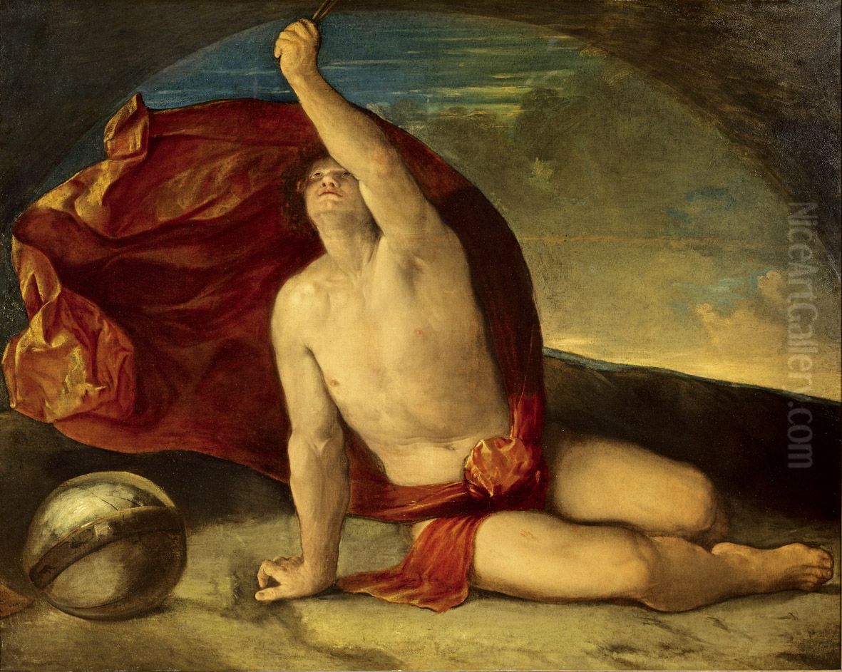 Sapiente con compasso e globo Oil Painting by Dosso Dossi