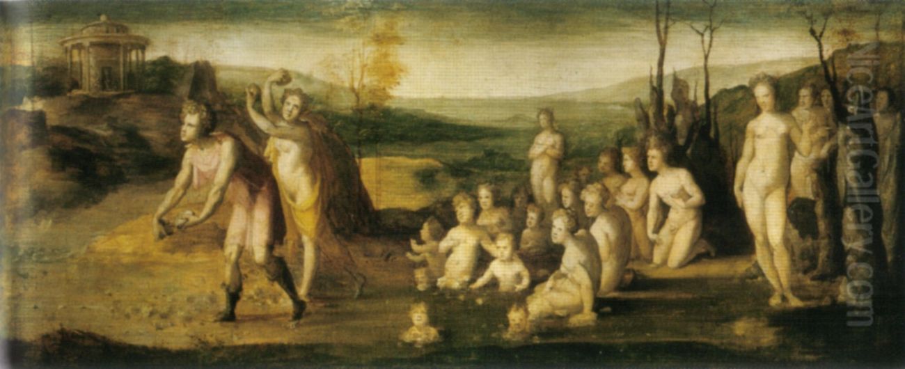 Deucalion and Pyrrha Oil Painting by Domenico Beccafumi