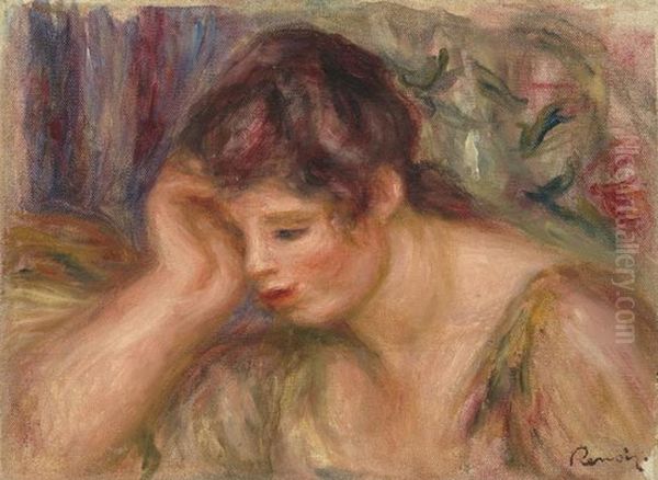 Femme accoudee Oil Painting by Pierre Auguste Renoir