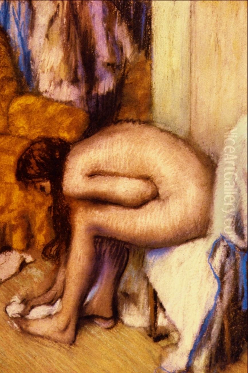 Woman wiping her left foot Oil Painting by Edgar Degas