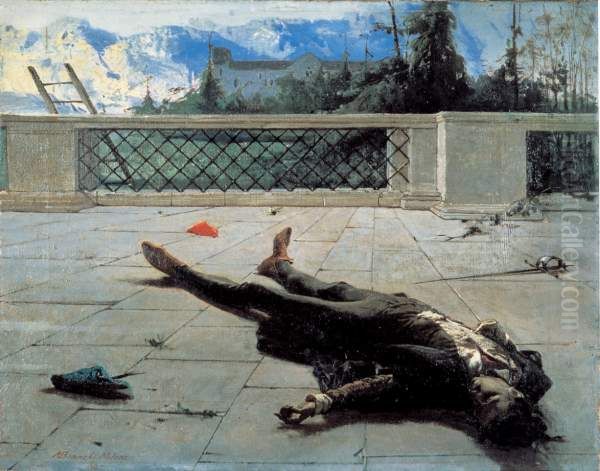 After the Duel Oil Painting by Mose Bianchi