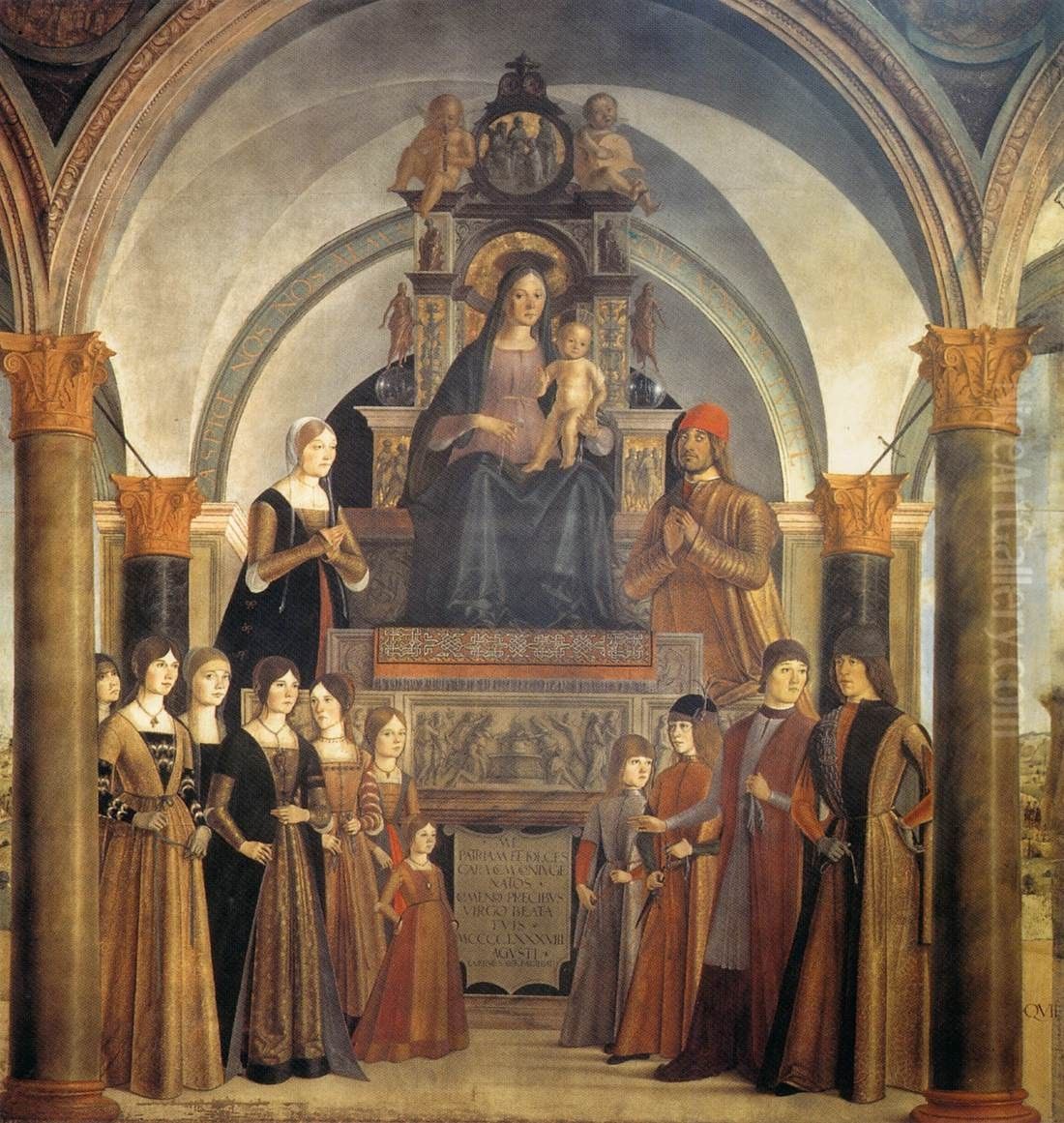 Giovanni II Bentivoglio and His Family Oil Painting by Lorenzo Costa