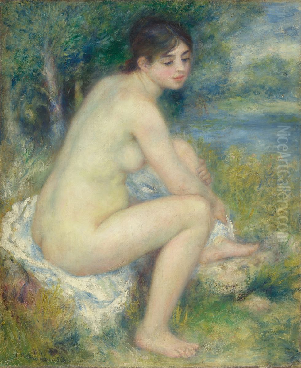 Nude Woman in a landscape Oil Painting by Pierre Auguste Renoir
