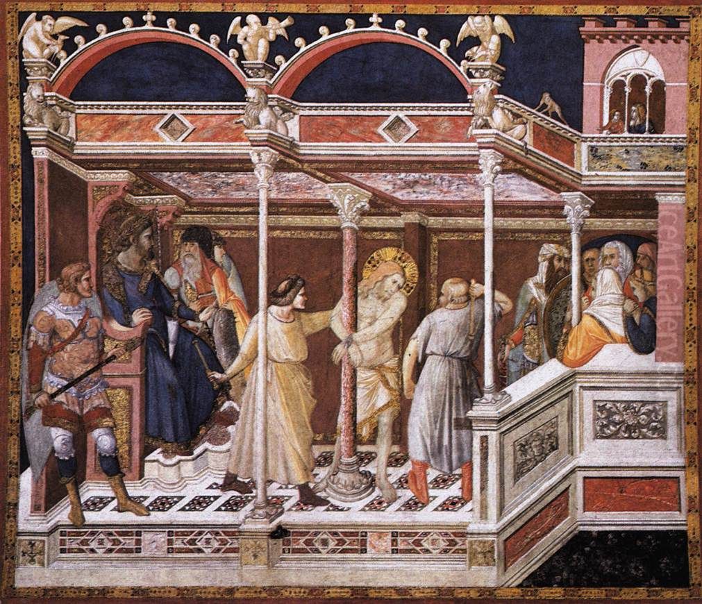 Flagellation of Christ Oil Painting by Pietro Lorenzetti
