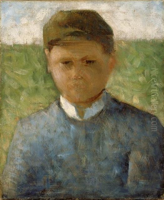 Le petit paysan en bleu) Oil Painting by Georges Seurat