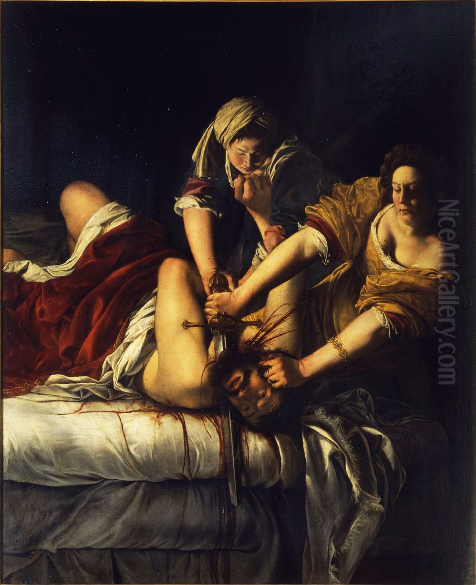 Giuditta che decapita Oloferne Oil Painting by Artemisia Gentileschi