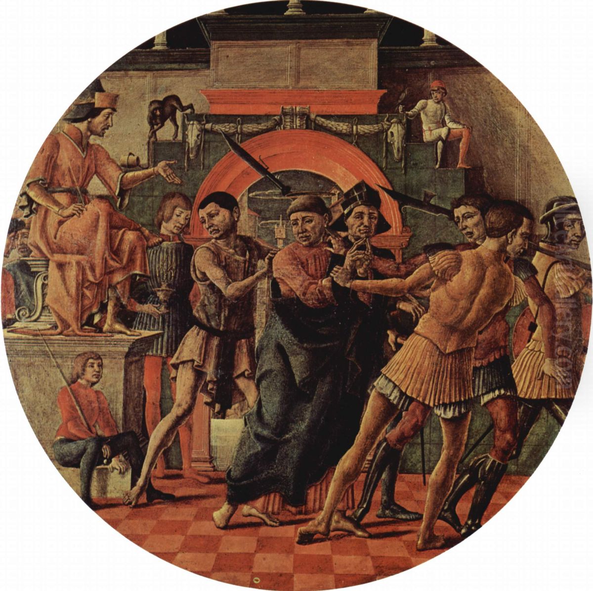 Altarretabel des Hl. Maurelius, Szene: Verurteilung des Hl. Maurelius, Tondo Oil Painting by Cosimo Tura