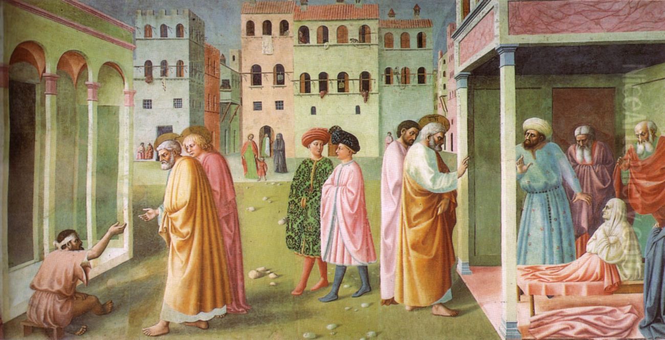 Healing of the Cripple and Raising of Tabitha Oil Painting by Masolino da Panicale