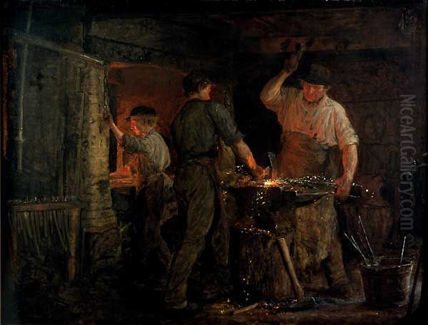Smedjen i Hornbaek Oil Painting by Peder Severin Kroyer