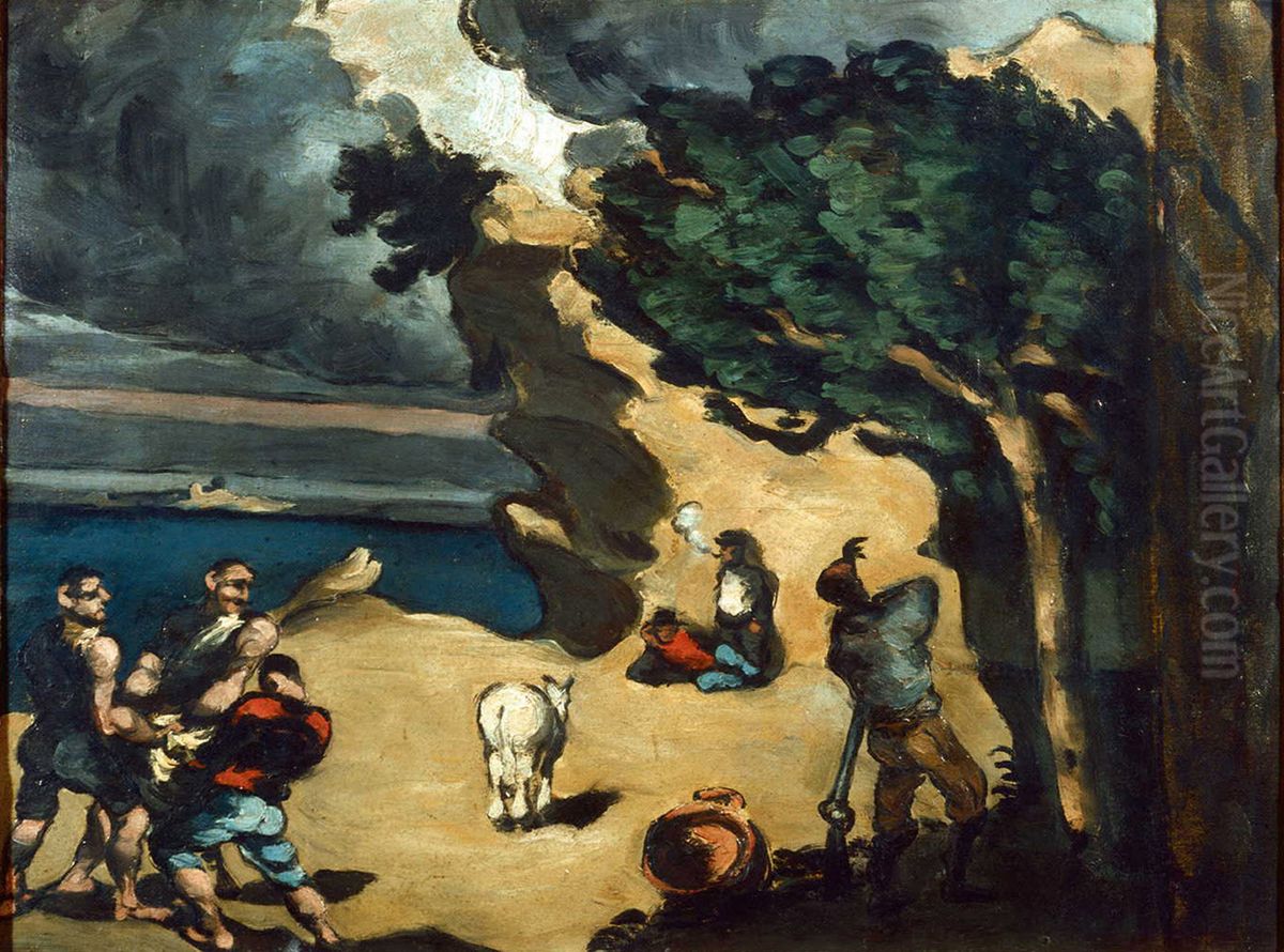 Les Voleurs et l'ane Oil Painting by Paul Cezanne
