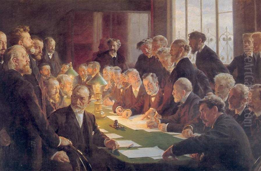 Komiteen for den franske Kunstudstilling i Kobenhavn 1888 Oil Painting by Peder Severin Kroyer