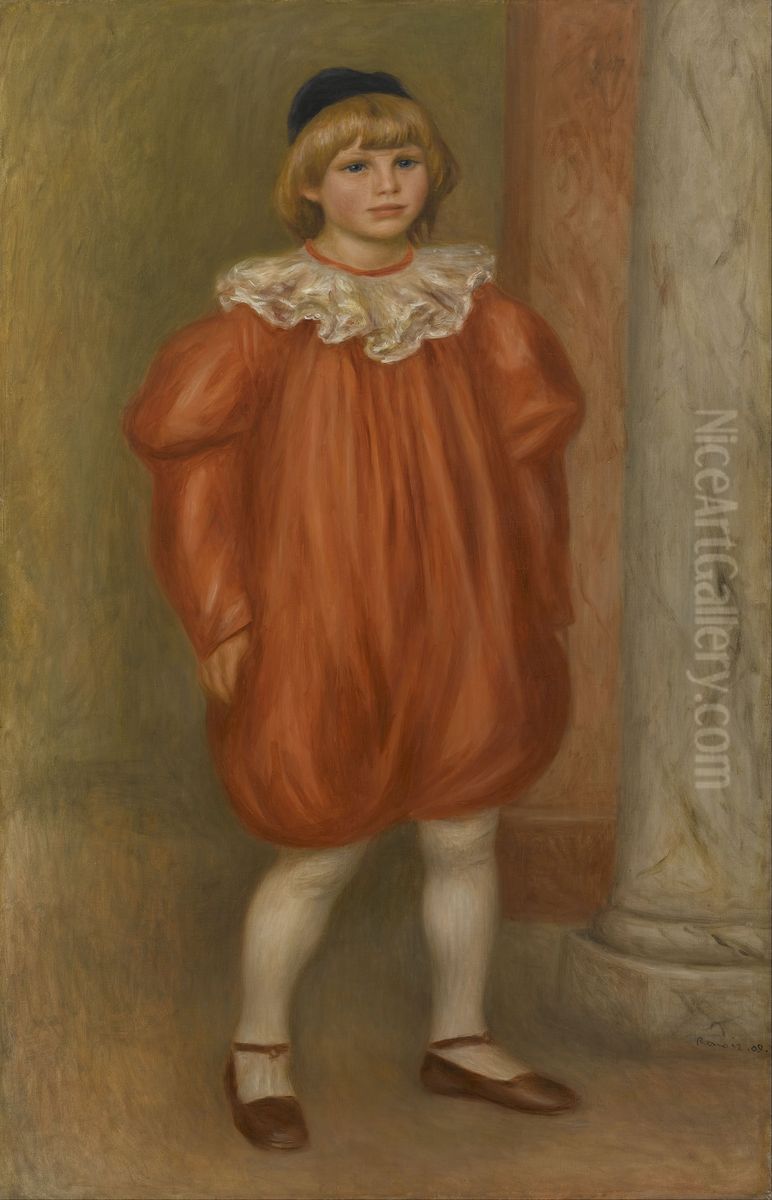 Claude Renoir in Clown Costume Oil Painting by Pierre Auguste Renoir