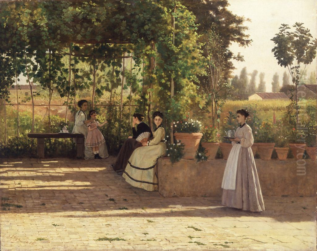 The pergola Oil Painting by Silvestro Lega