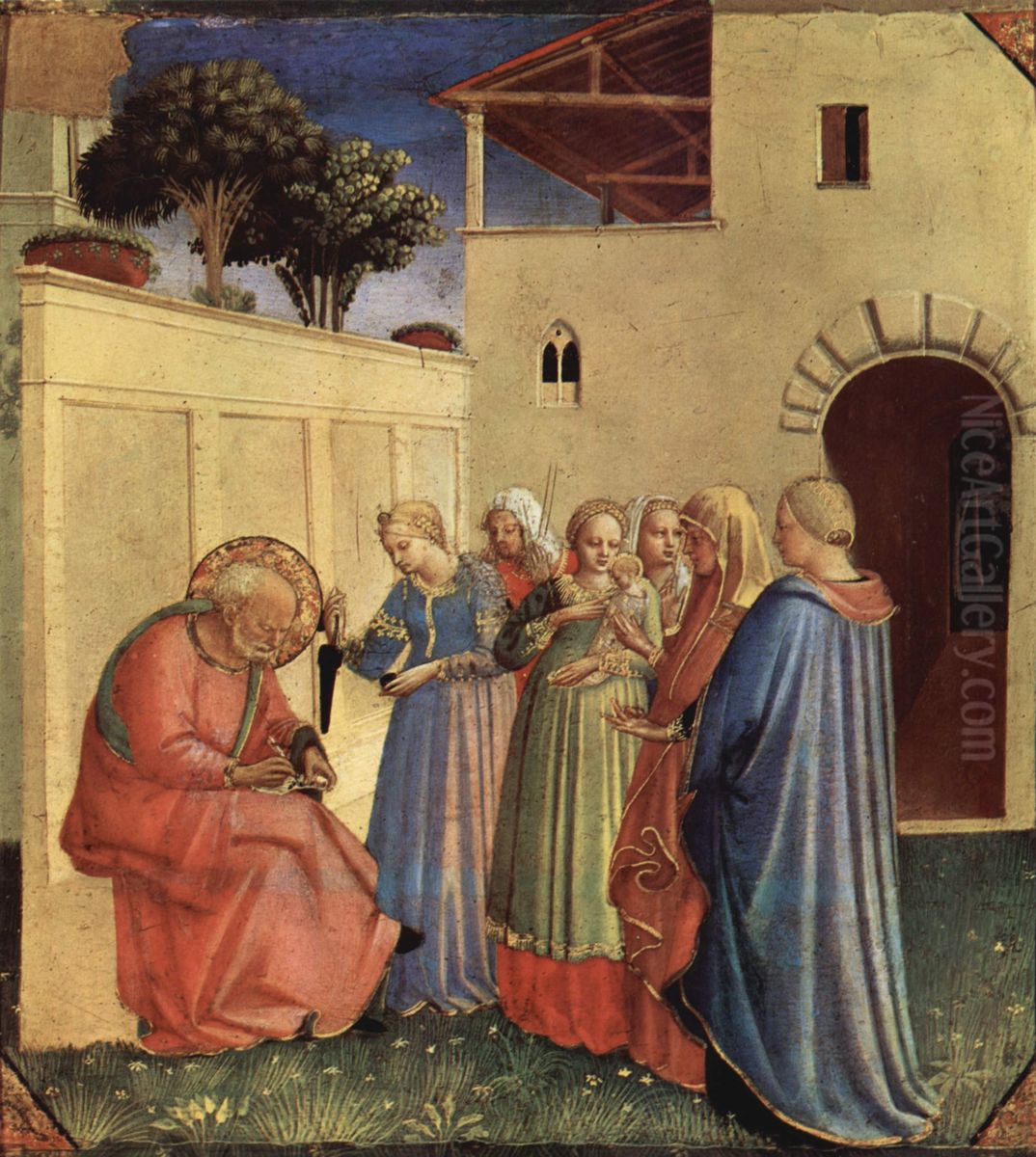 Imposizione del nome al Battista, scoparto di predella da una pala non identificata Oil Painting by Fra Angelico